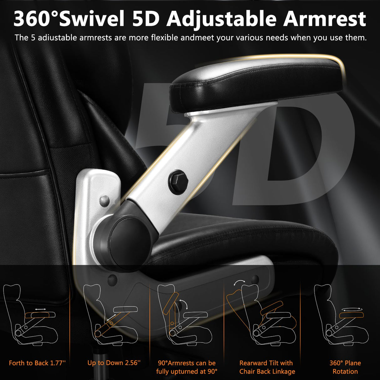 600lbs Big & Tall Office Chair with 3D Heated Massage and Lumbar Support