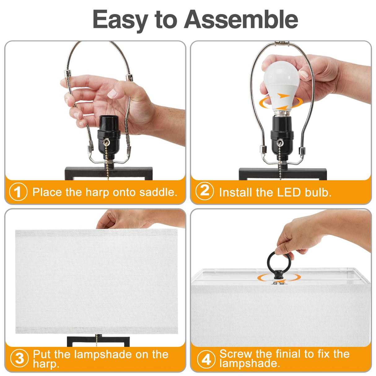 24" Table Lamps Set of 2 with USB Ports & Adjustable Color Temperature