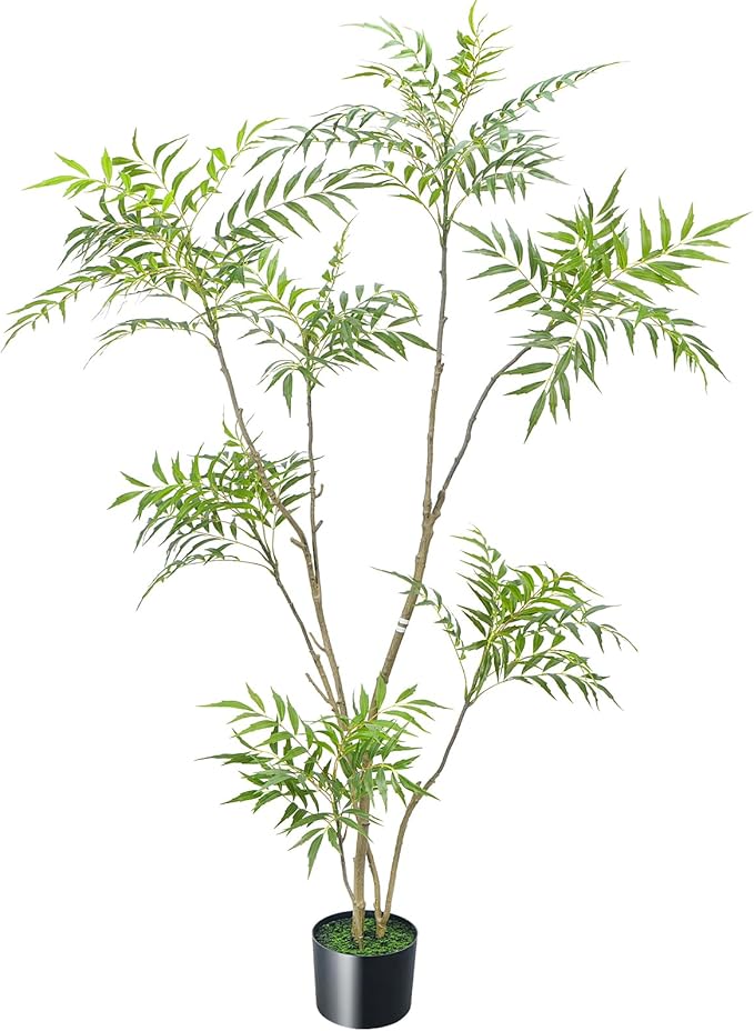 Artificial Mahonia Fortunei Tree, Luabue 6FT Tall Fake Plant Fake Tree Faux Plants Indoor