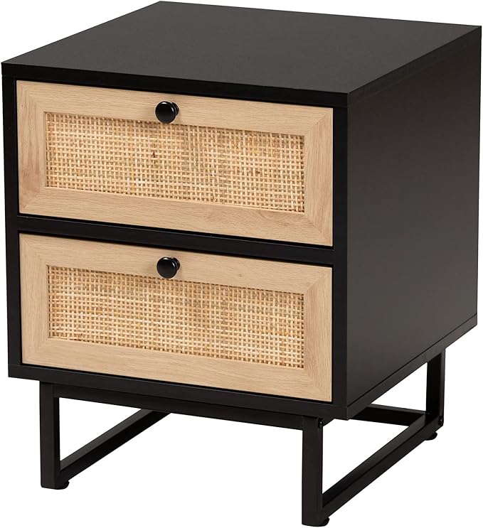 End Table, 2-Drawer, Espresso Brown/Black
