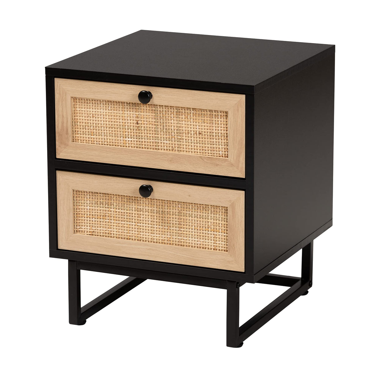End Table, 2-Drawer, Espresso Brown/Black