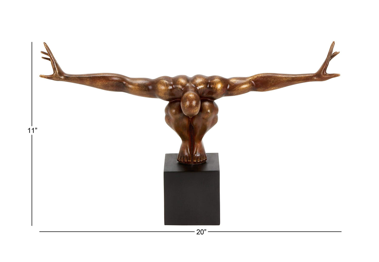 Polystone Diver Decorative Sculpture Home Decor Statue with Black Base