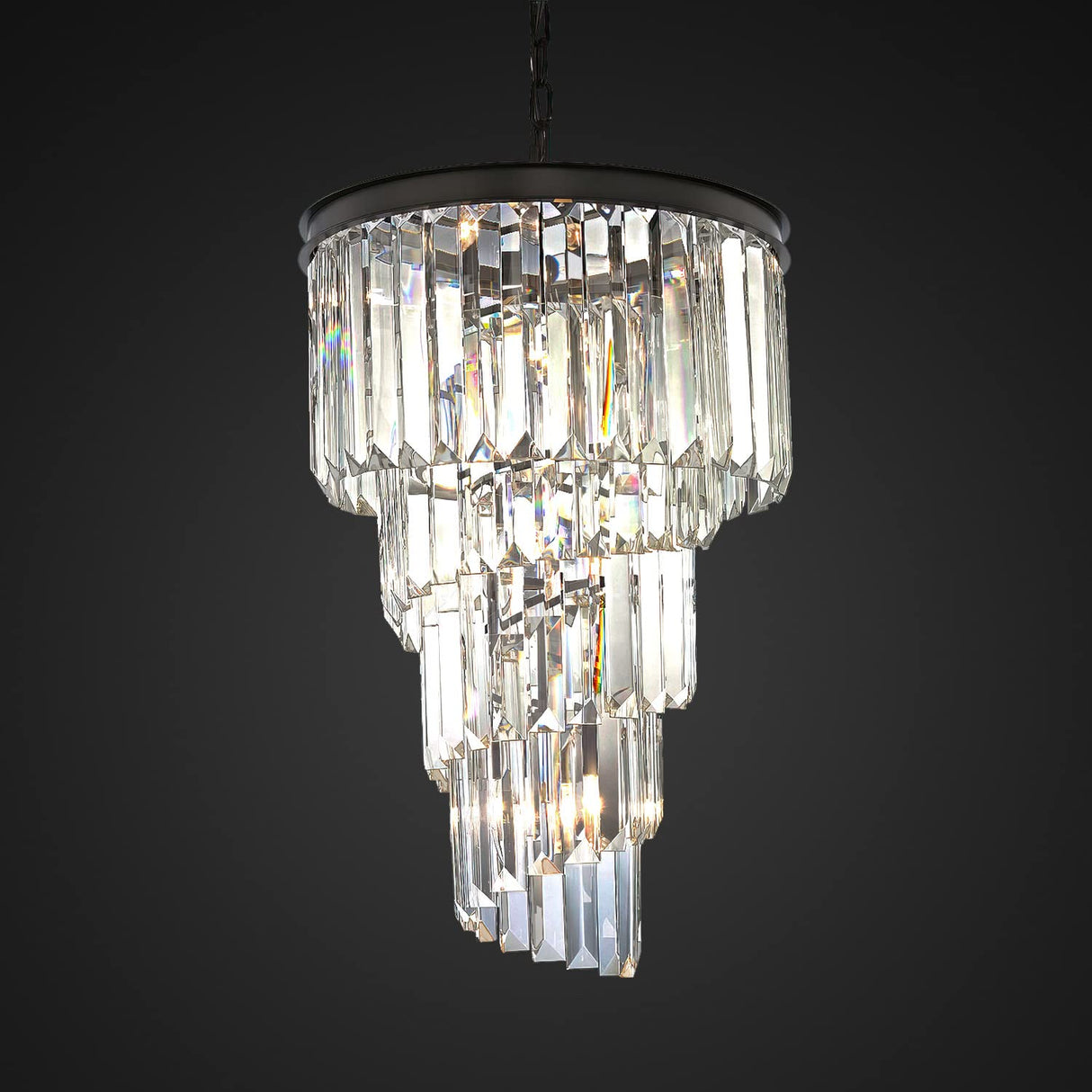 Helix Chandelier 27" with 6 Lights and Iron Finish