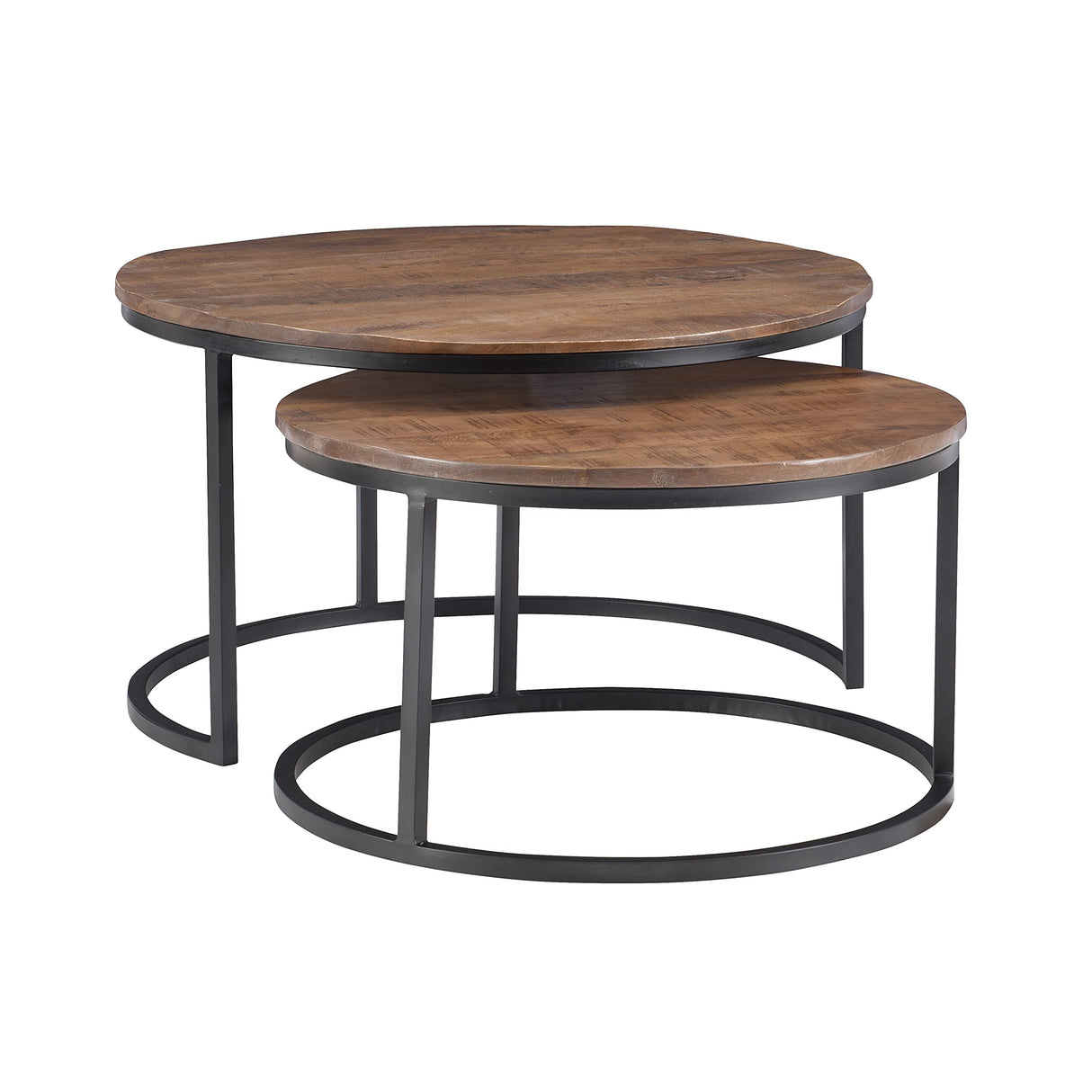 Company Black Metal Round Nesting Coffee Mango Wood Top by Powell Canton Table