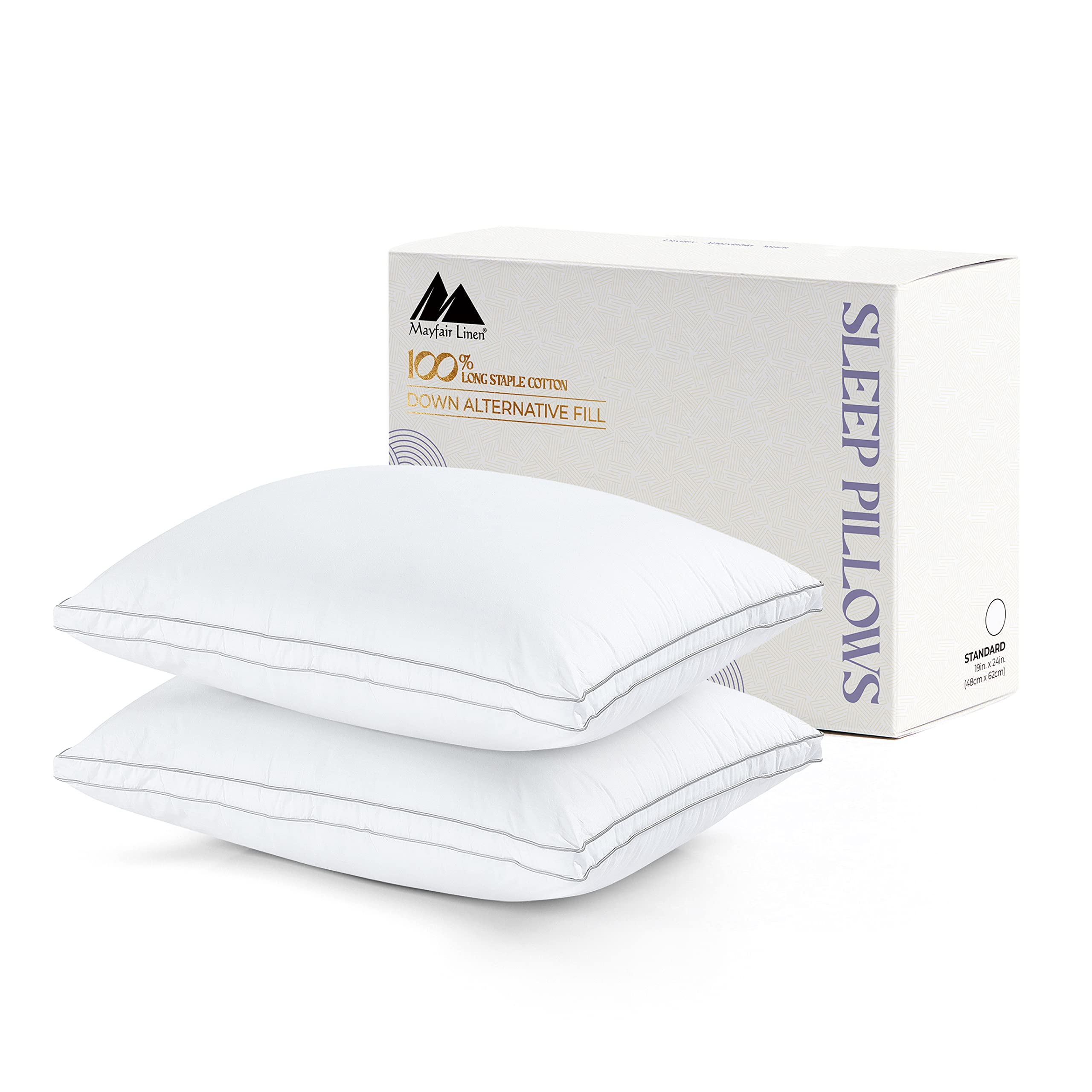 Queen Size Set of 2 - Down Alternative Queen Bed Pillows
