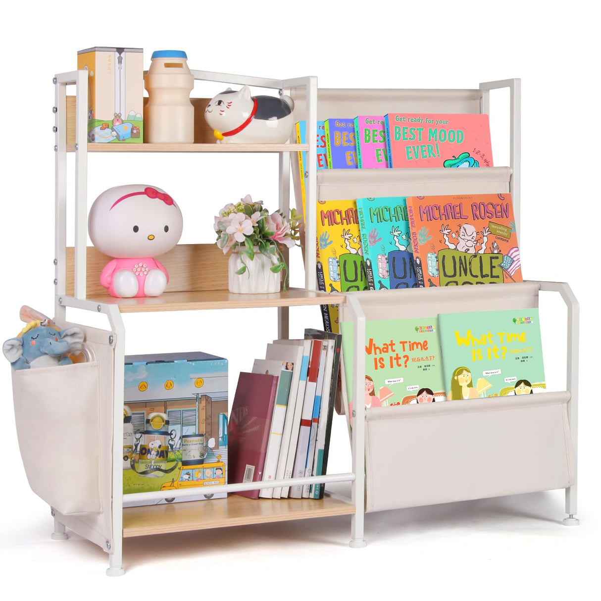 Bookshelf and Toy Storage Organizer, 3 Tier Book Shelf for Kids Rooms, Nursery Book