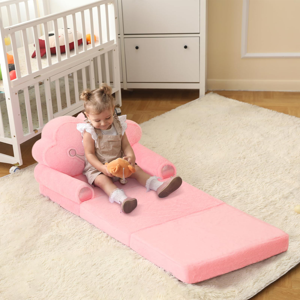 toddler Chair Comfy,Foldable Princess Kids Couch for Girl, Toddler Recliners for Kids