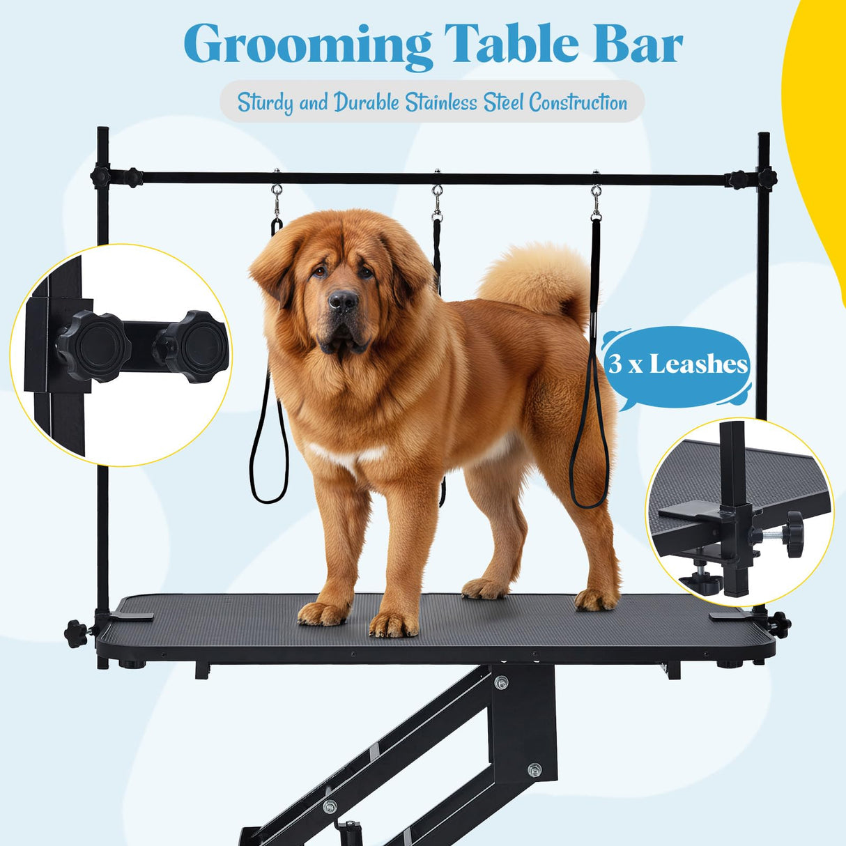 43.3" Hydraulic Dog Grooming Table - Heavy Duty 350lbs Capacity with Adjustable Arm