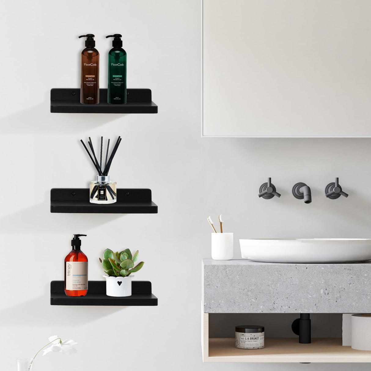 Small Floating Shelf,5 x 8.5 Inch,Set of 3 Small Wall Shelf for Bedroom Living Room