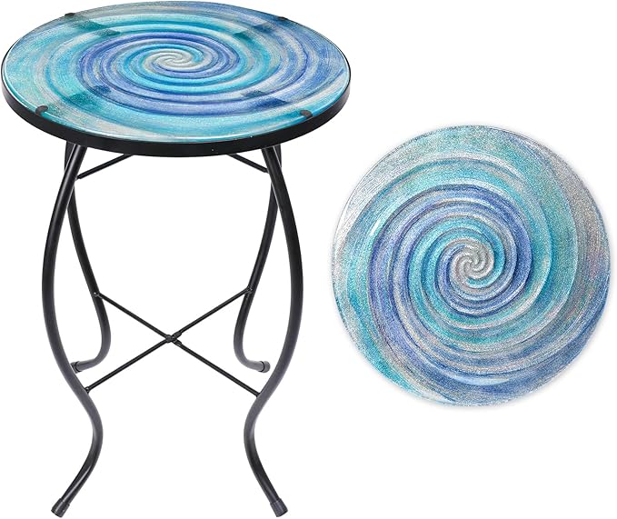 Patio Side Table Outdoor Accent Table Small Mosaic Table Coffee Table End Table