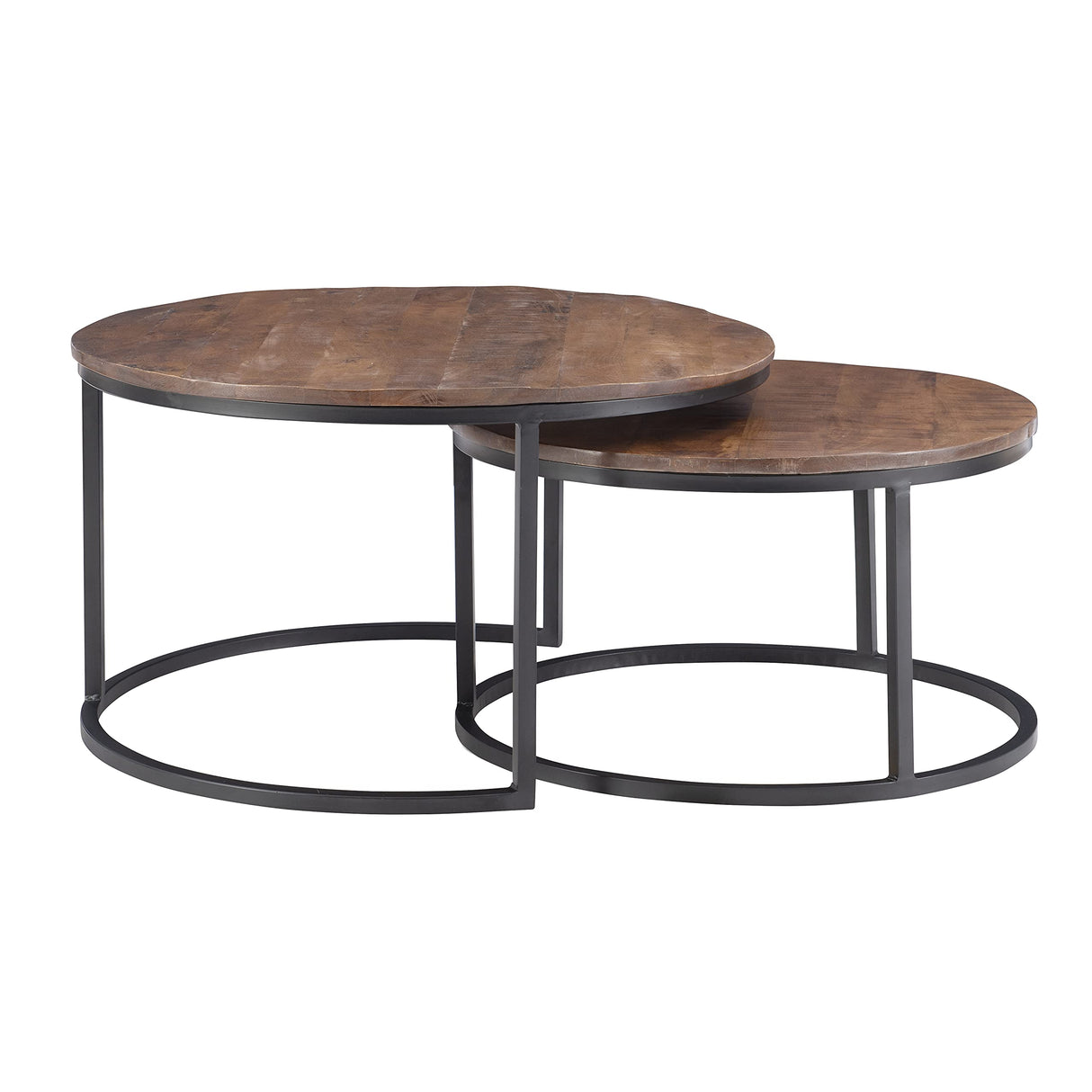 Company Black Metal Round Nesting Coffee Mango Wood Top by Powell Canton Table