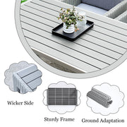 DAYAOUTDOOR 7 Piece Patio Dining Set, Outdoor Dining Furniture Set with Large Table, PE Wicker Patio Dining Set of 6, Outdoor Table and Chairs for Garden, Yard, Backyard, Poolside, Grey