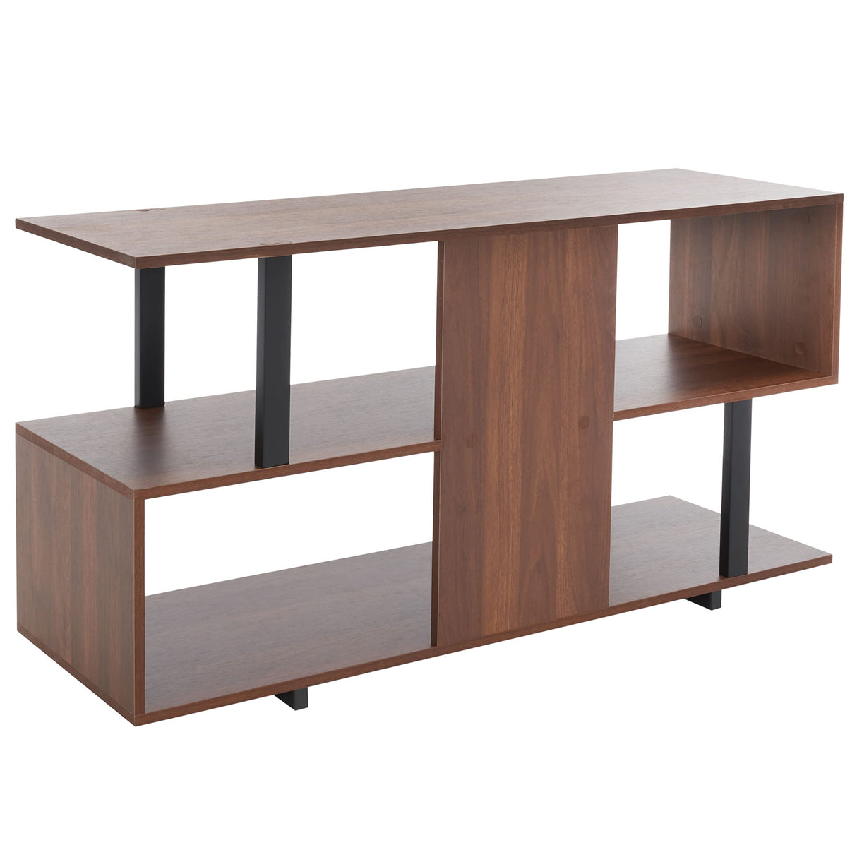 Mid-Century Modern TV Stand for 55" Flatscreen – Walnut & Black Entertainment Console