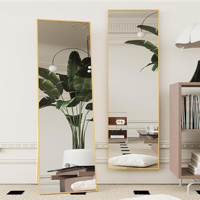 Mirror with Stand, Black Wall Mounting Full Body Mirror