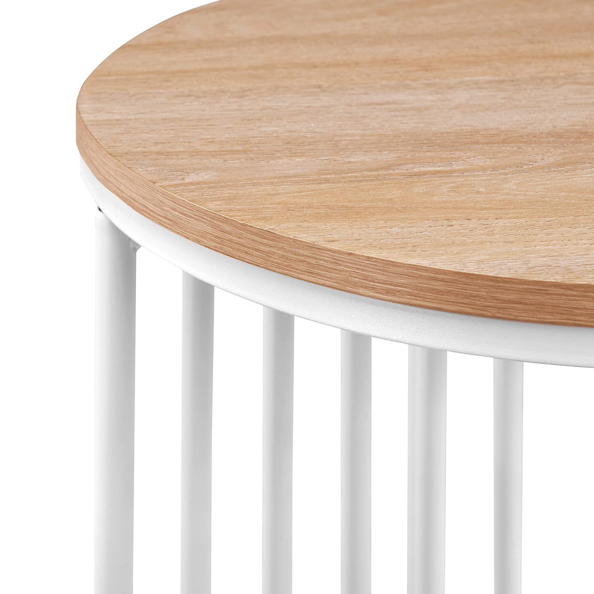 Shae Modern Minimalist Round Side Table, 18Inch, Coastal Oak