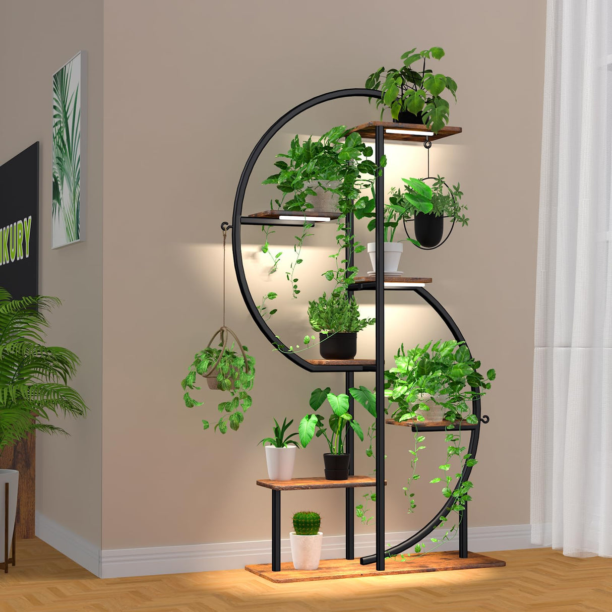 S-Curve 63" - 7 Tier Indoor Metal Plant Stand