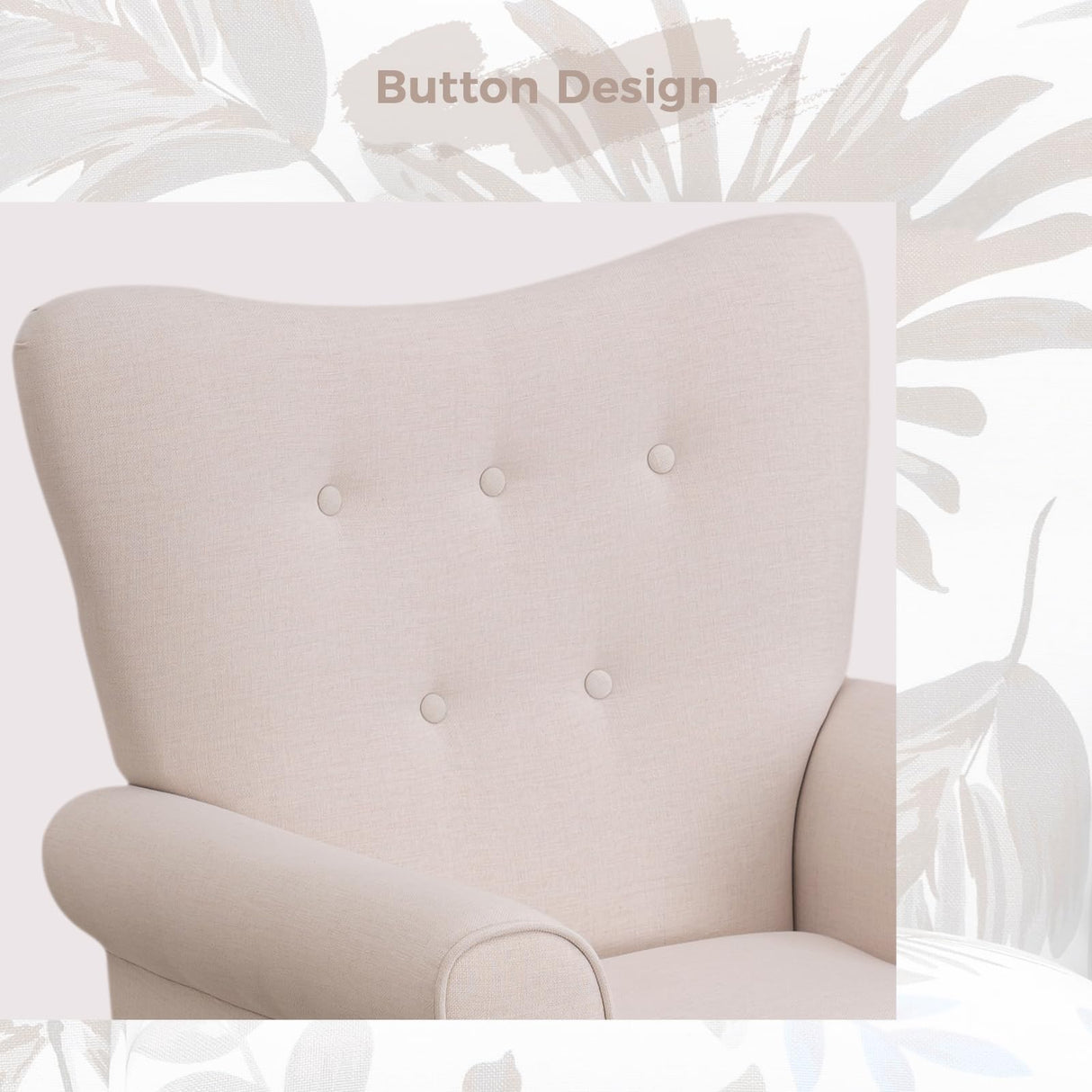 Mid Century Wingback Arm Chair,Modern Upholstered Fabric High Back Accent Chair