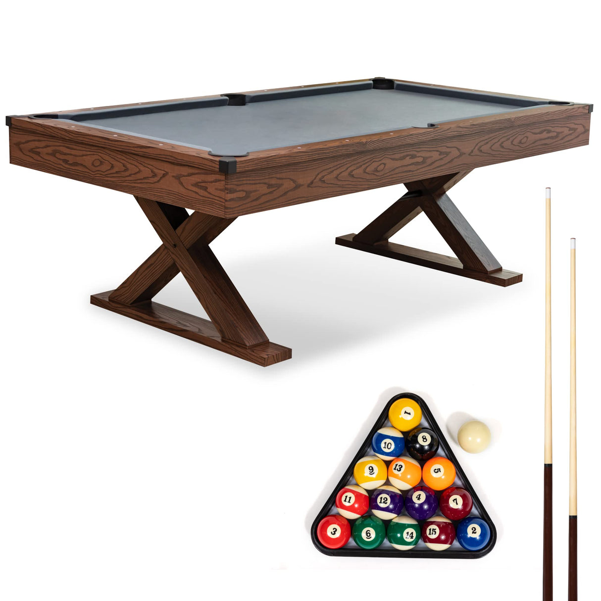 Dunhill 87-Inch Rustic Pool Table - 8 Ball Game with Accessories for Billiards & Indoor Games