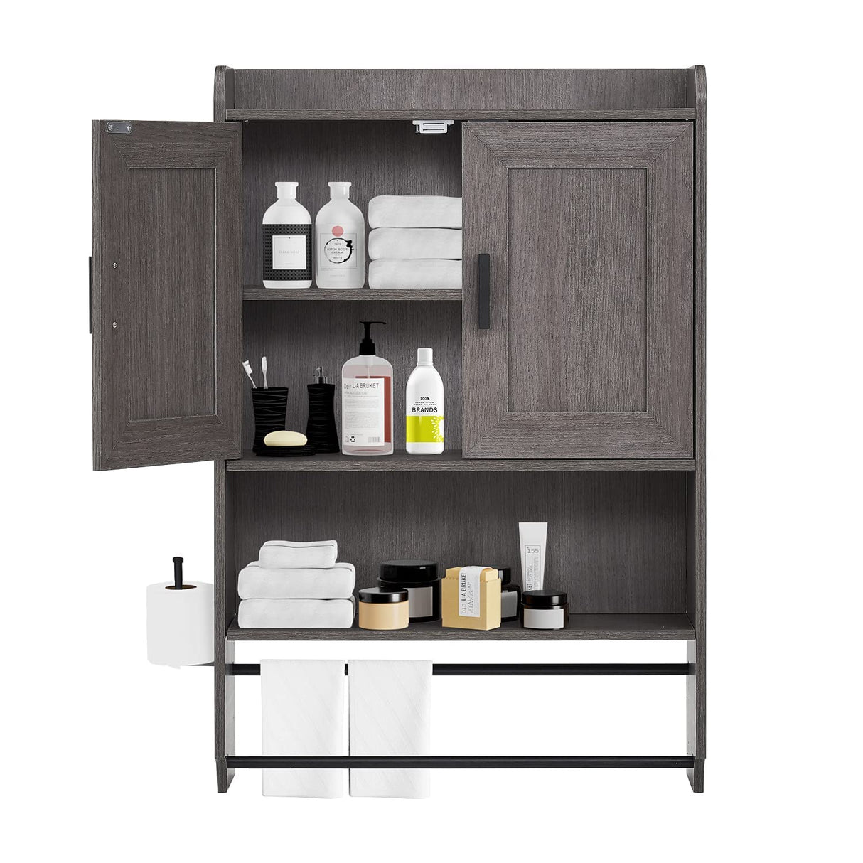 Bathroom Wall Cabinet, Wooden Medicine Cabinet Over The Toilet with Adjustable