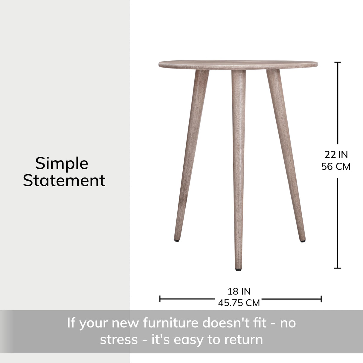 MH London Side Table - Konak End Table. Exclusively Designed Hand-Crafted Small Nightstand. Solid Wood Round End Table. Contemporary Accent Table for Bedrooms, Living Rooms and Home Office