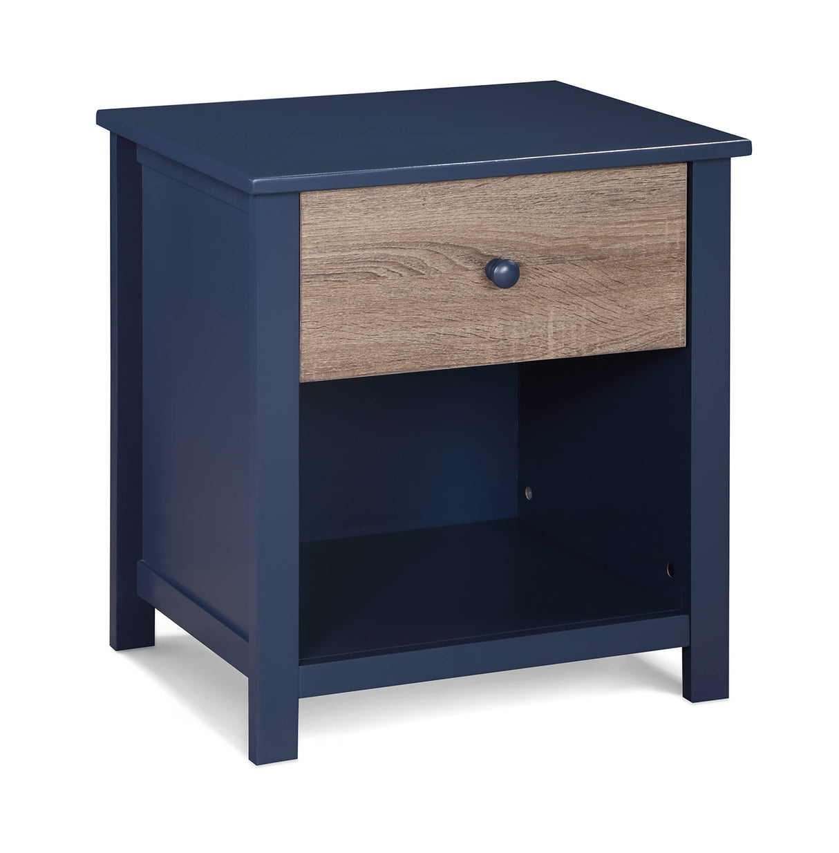 Olive & Opie Connelly Nightstand in Midnight Blue and Vintage Walnut