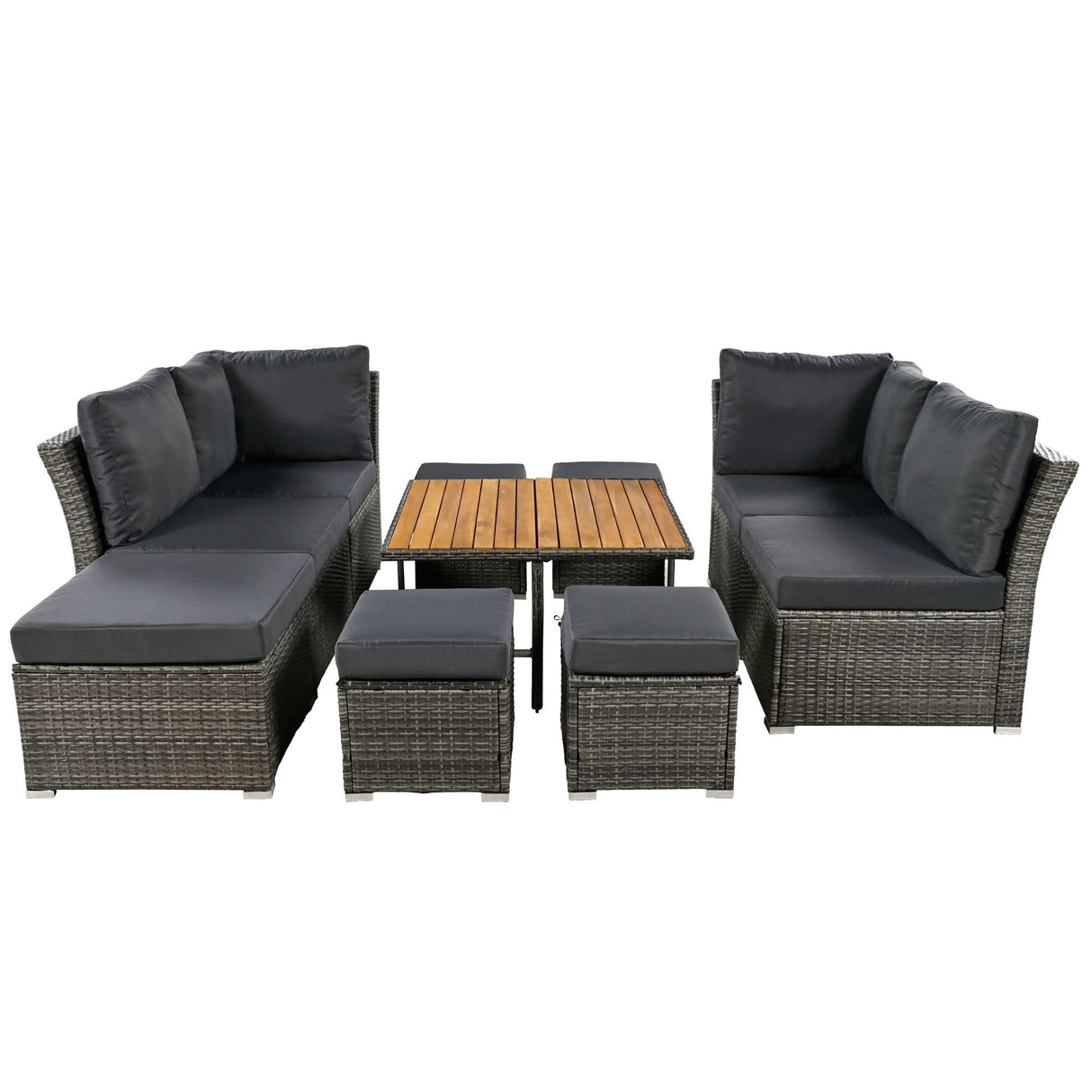 9 Pieces Patio Furniture Set, All Weather Wicker Rattan Outdoor Sectional Sofa Conversation Set