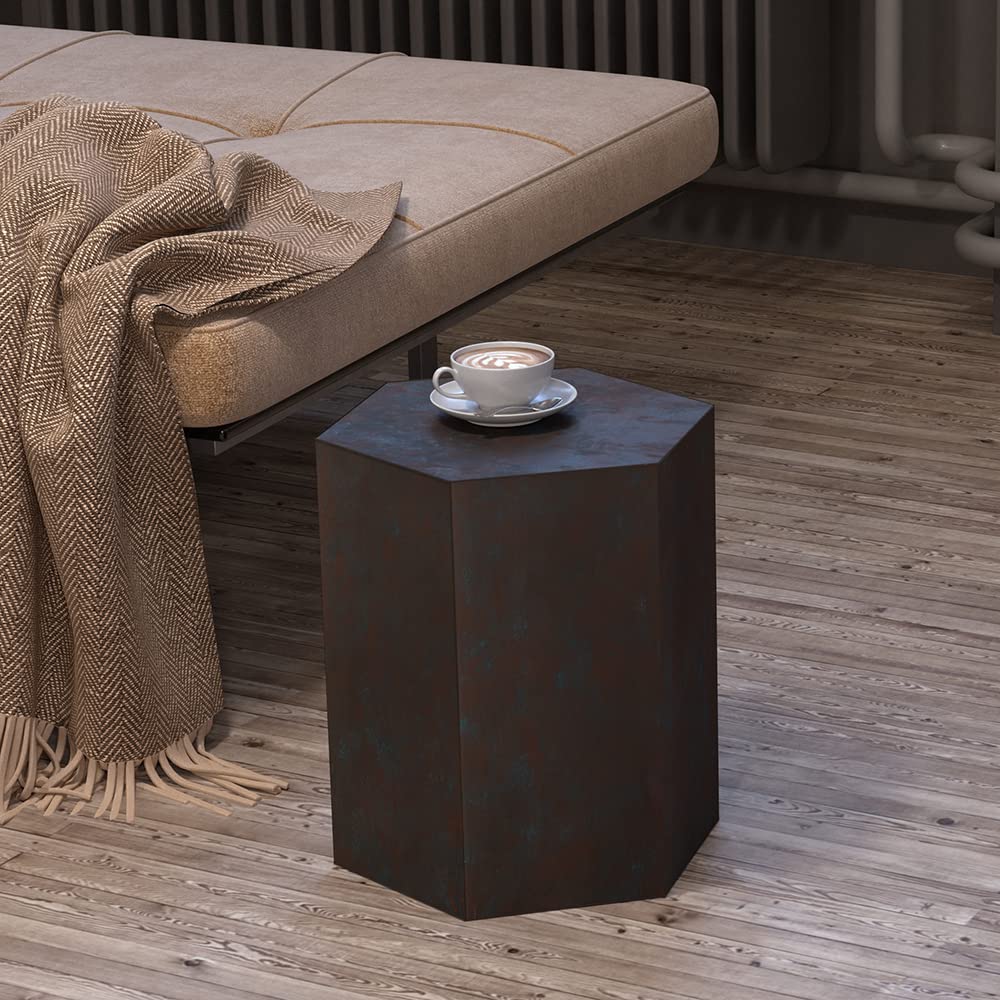 Accent Hexagonal Side Table, Indoor Outdoor Geometric End Table