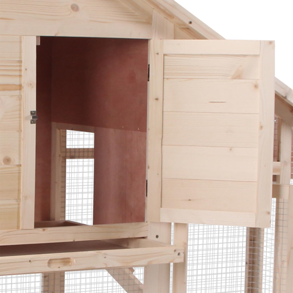 80" Chicken Coop, Wooden Outdoor Chicken Cage Hen House with Nesting Box