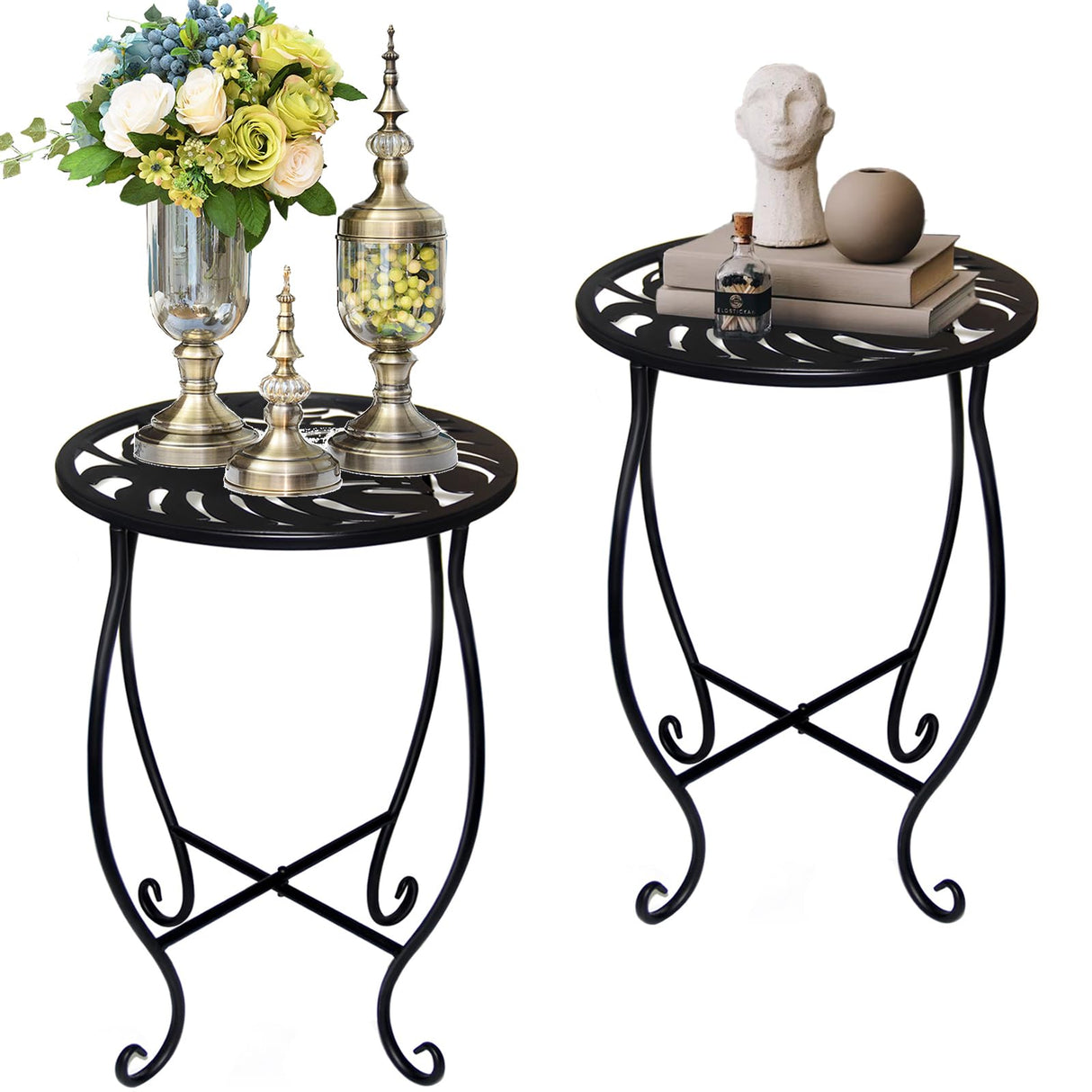 Small Side Tables for Small Space, 2 Pack Metal Outdoor Indoor Side Table