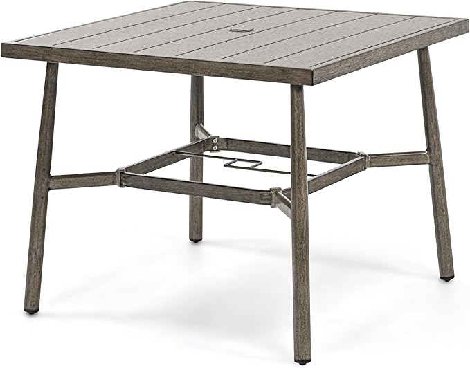 Large Rectangle Outdoor Dining Table for 8 with Umbrella Hole