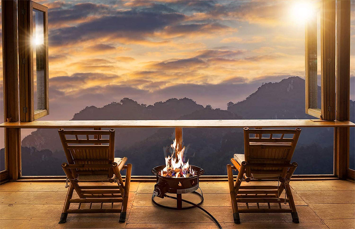 Outland Living Portable Propane Fire Pit, 19 - inch, 58,000 BTU with Fire Pit Cover & Carry Kit, Smokeless Gas Firebowl | Perfect for Camping, Patio, Backyard, Tailgating, Deck, RV| Black 893 Deluxe - Bircata