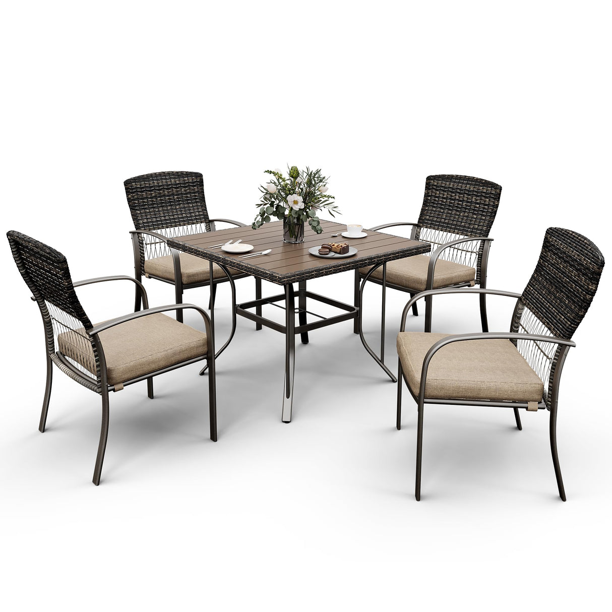 Patio Dining Set for 4, 5PCS Patio Table & Chair Set