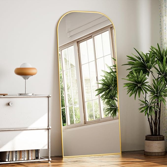 Mirror Full Length with Stand, Gold Wall Full Body Mirror