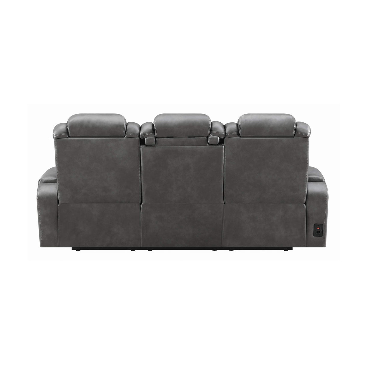 Black Leatherette Diamond Tufted Power Recliner Sofa with Drop Down Storage