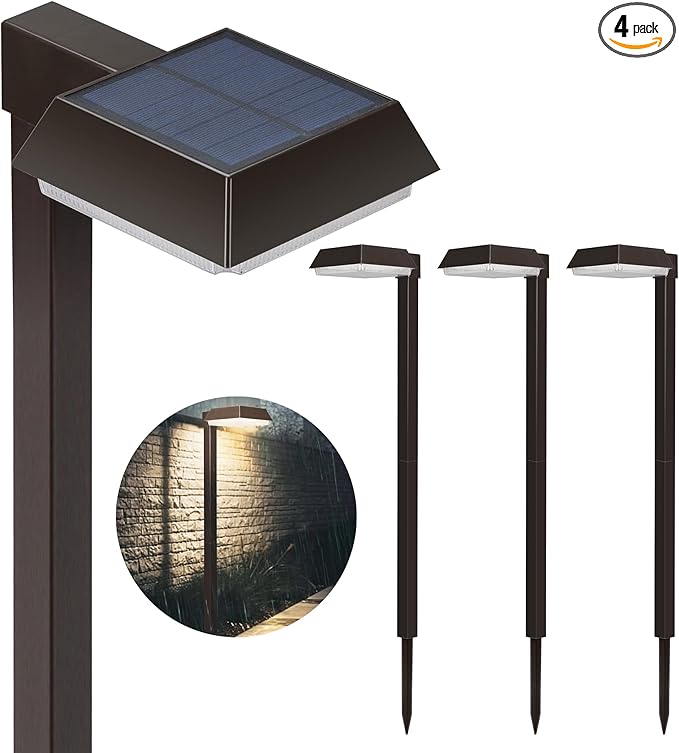 Solar Pathway Lights Super Bright 300 lumens with 2-in-1 Warm