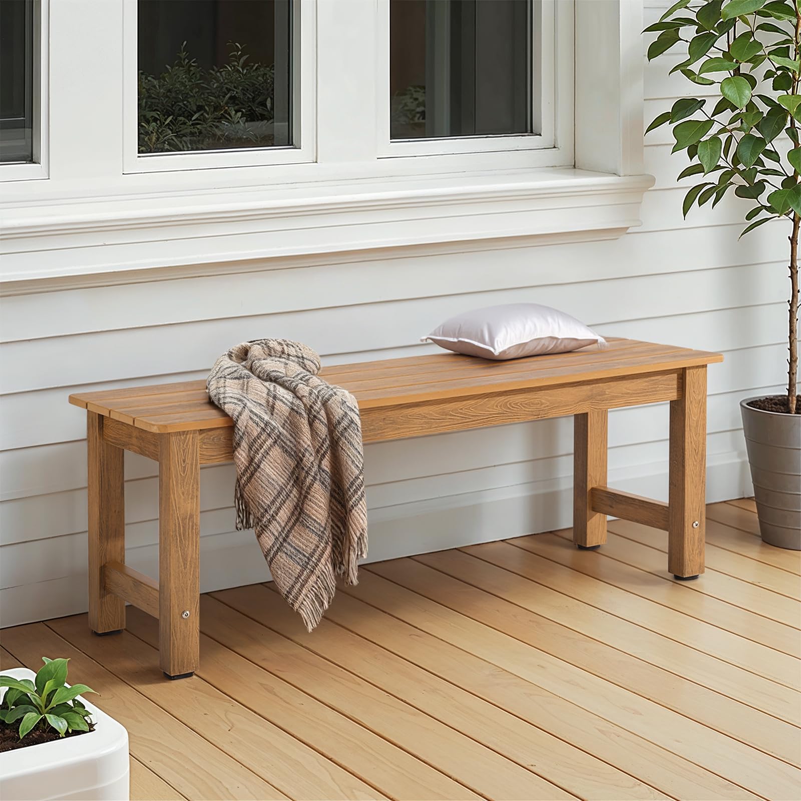 Outdoor Bench, 2-Person Poly Lumber Garden Bench