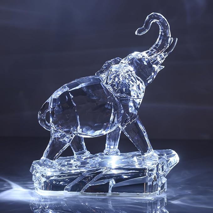 Acrylic Clear Elephant Figurines Crystal Glass Finish, High End African Statues