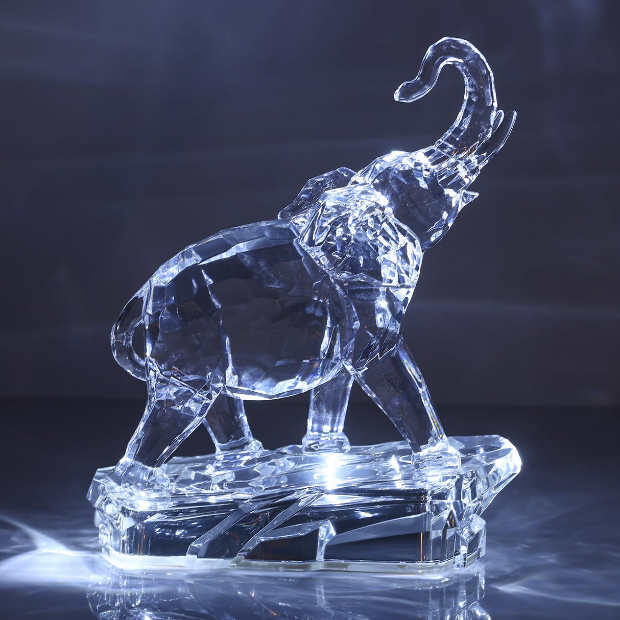 Acrylic Clear Elephant Figurines Crystal Glass Finish, High End African Statues for Home