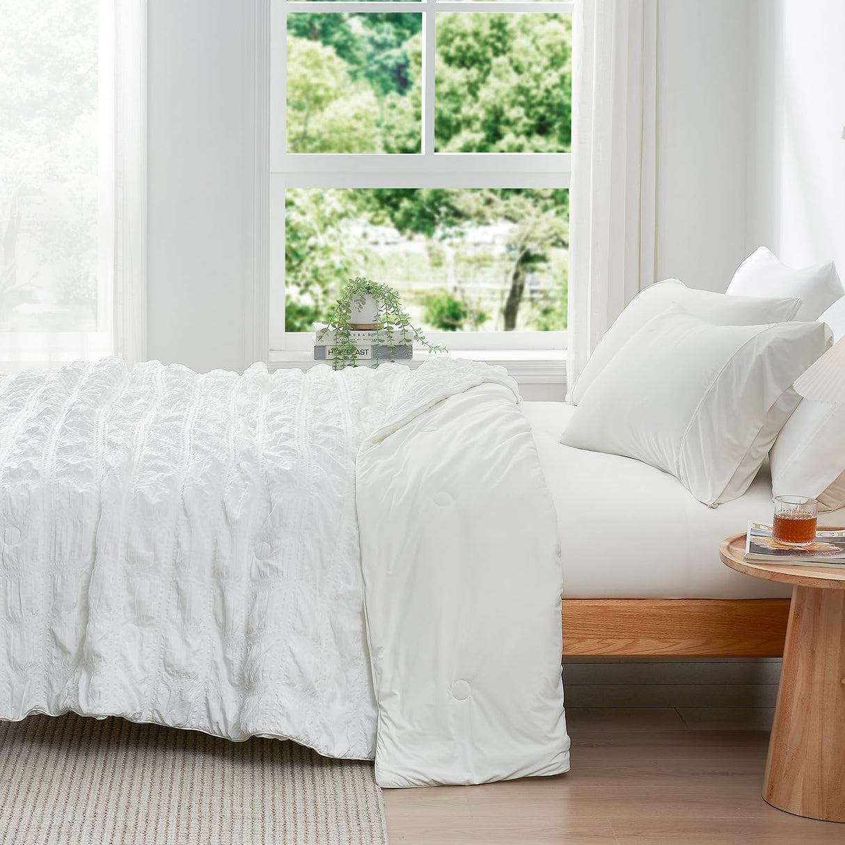 Comforter Queen Size Seersucker Plaid, Q-Max 0.4 Reversible