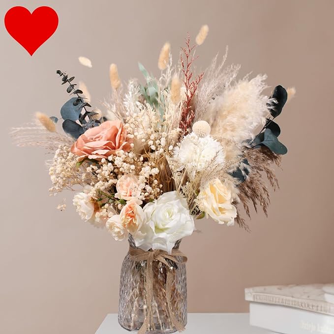 100pcs Artificial Flower Arrangements with Vase Included, Dining Table Centerpiece Decorations