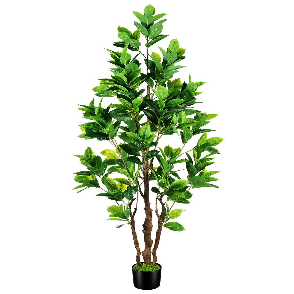 7.2ft Artificial Rubber Tree (85in) with Plastic Nursery Pot Fake Tree