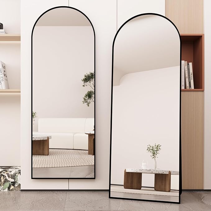 Mirror with Stand, Black Wall Mounting Full Body Mirror