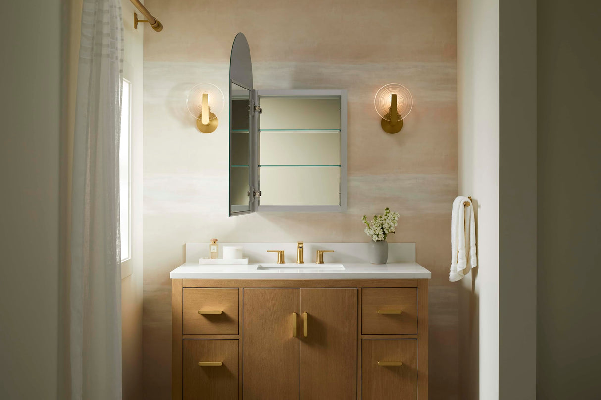 Embark Medicine Cabinet, Deep Storage with Adjustable Shelves and Arch Mirrored Door,