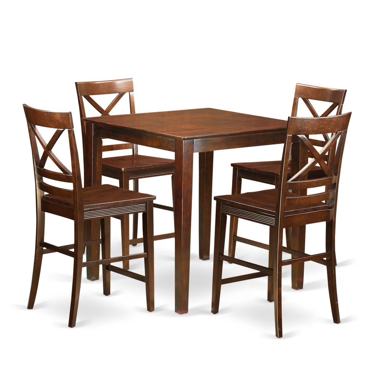 VNQU5-MAH-W 5 Piece Counter Height Pub Set Includes a Square Dining Room Table and 4