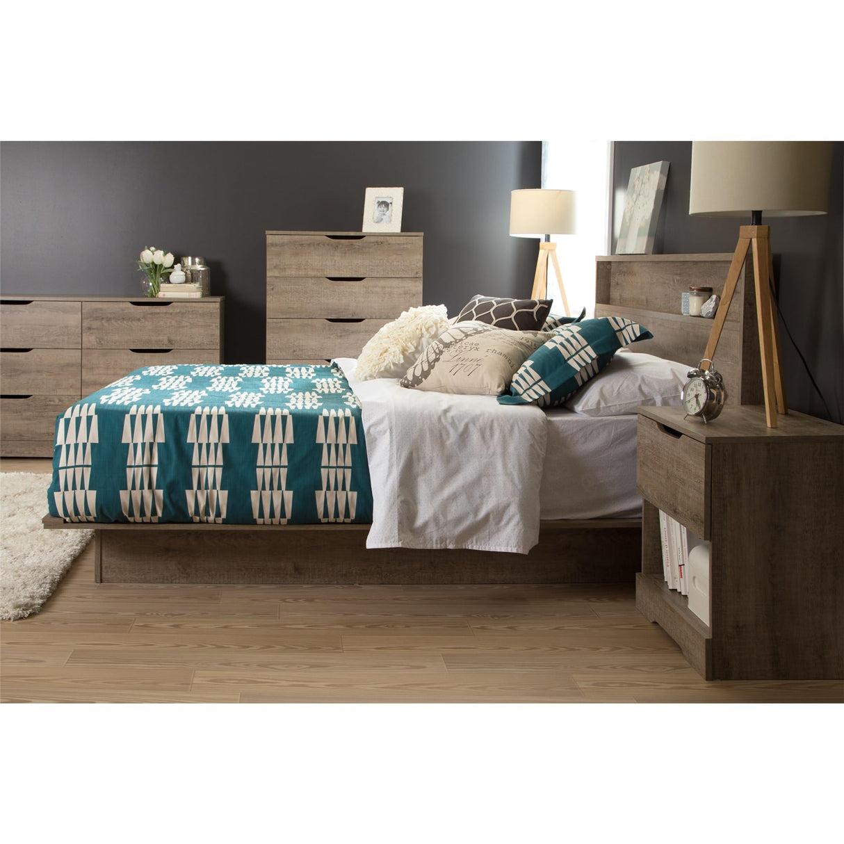 Holland 1-Drawer Nightstand, Weathered Oak