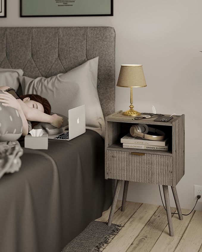 Bedside Table with Storage Drawer