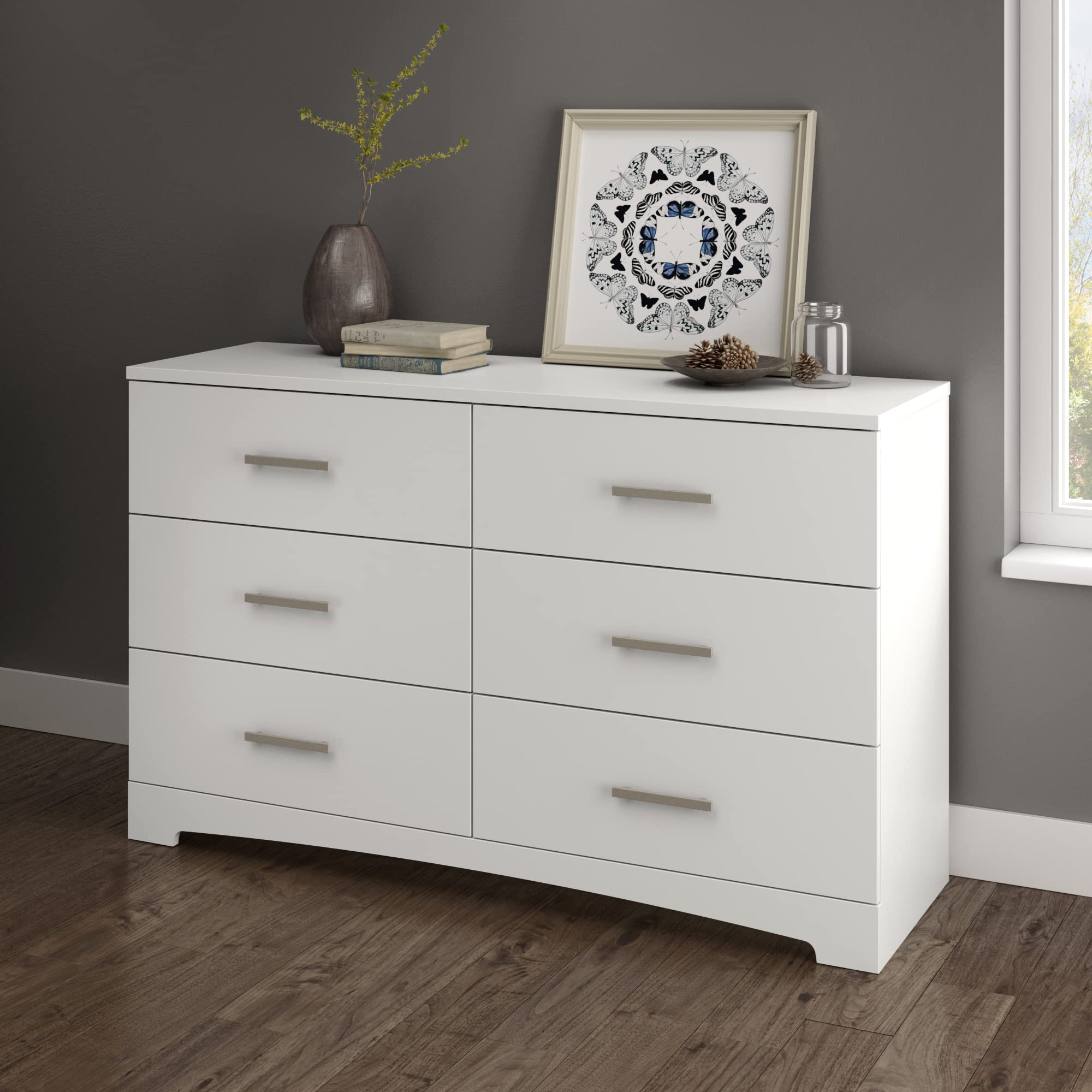 Gramercy 6-Drawer Double Dresser, 18.88"D x 51.12"W x 31.12"H, Pure White