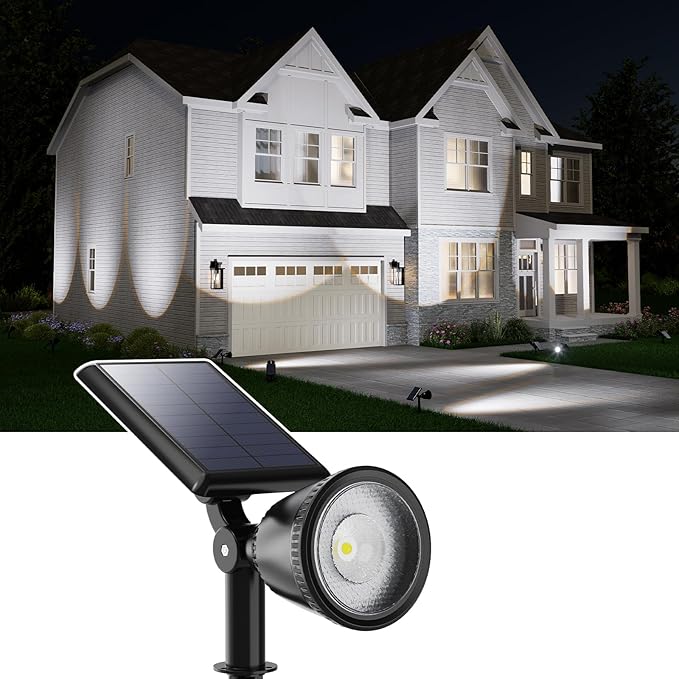 2 Pack Solar Powered Spot Lights Outdoor Waterproof Super Bright LED Yard