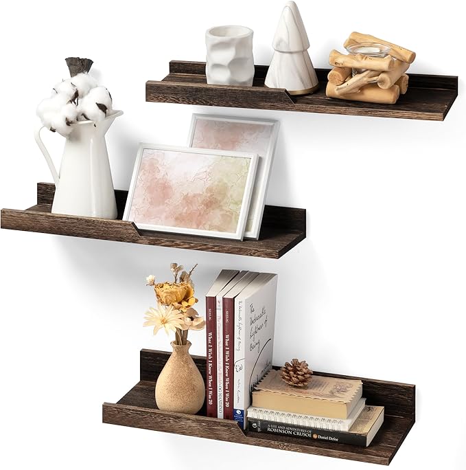 Modern Floating Shelves Set of 3 : Farmhouse Wall Mounted Bedroom