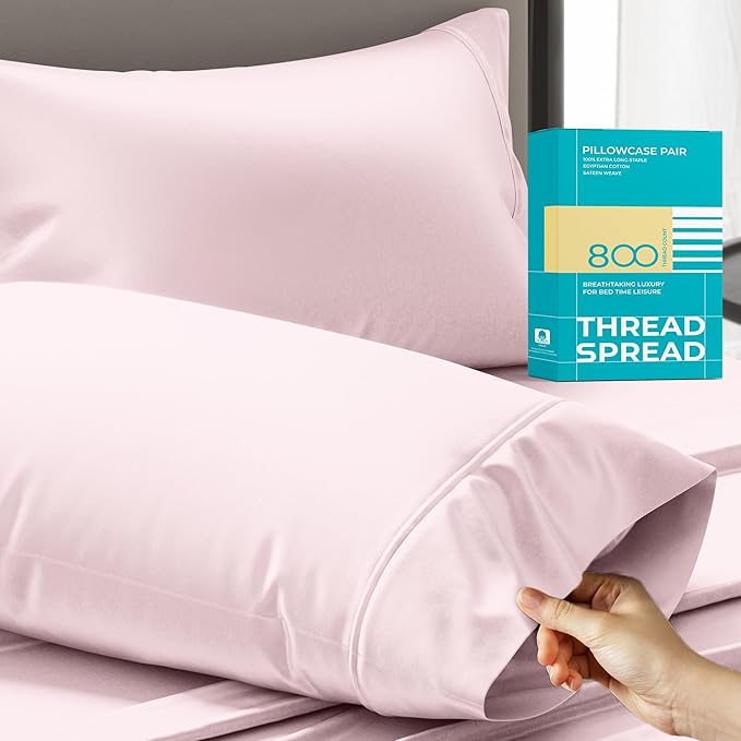 800 Thread Count White King Pillow Cases Set